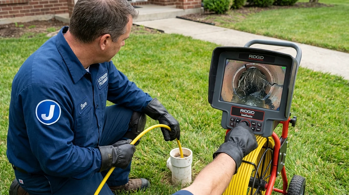 Sewer camera inspection being performed by Johns Plumbing LLC in Pell City