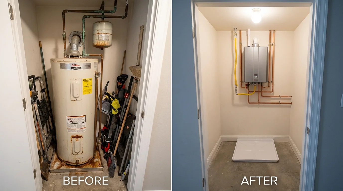 Tank water heater versus wall-mounted tankless unit comparison for Pell City, AL homeowners